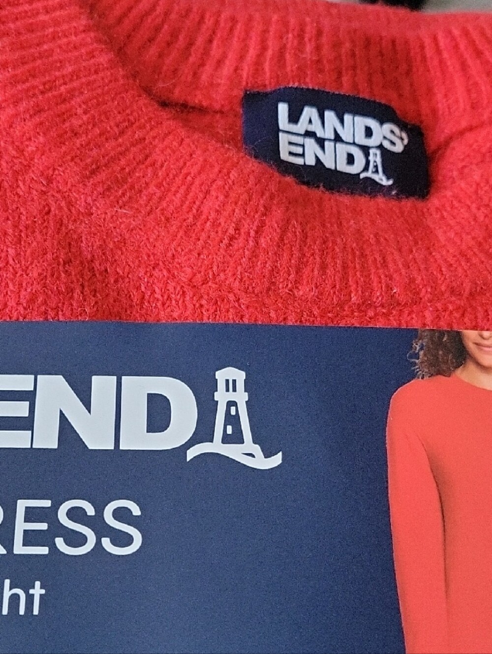 Lands' End Women's Bright Red Crewneck Sweater